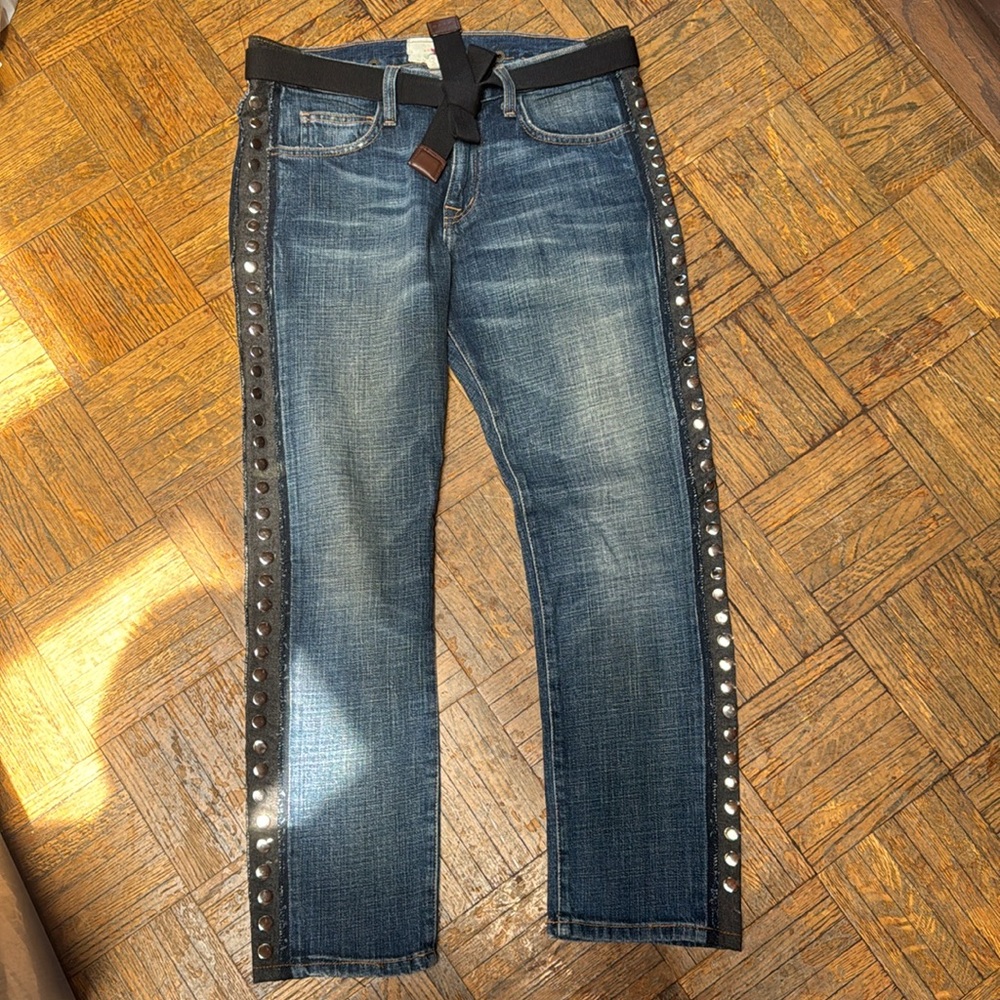 MARNI Current Elliott Embellished Belted Jeans 24 - Picture 3 of 7